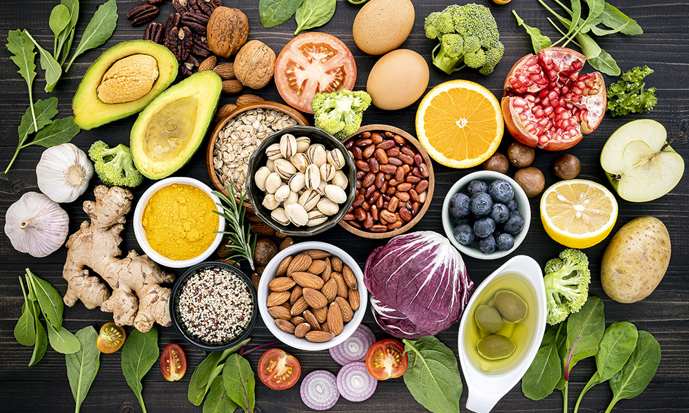 Ingredients for the healthy foods selection. The concept of heal