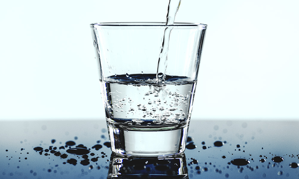 A glass of water macro shot